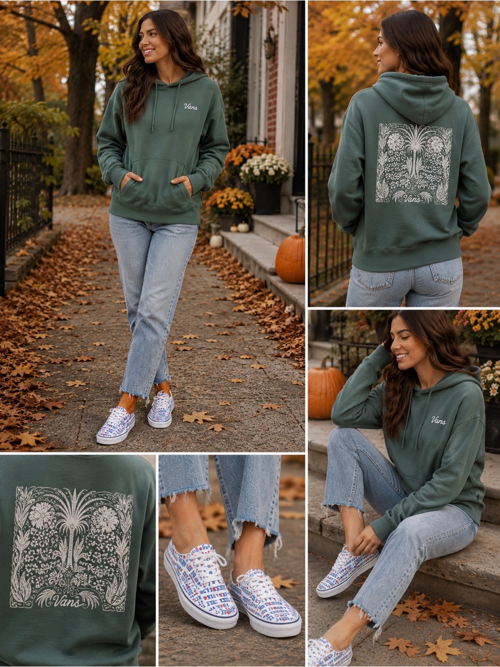 Vans Prowler Retro Green Leopard Graphic Hoodie Pullover XS